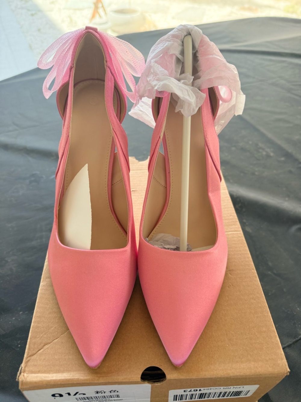 Women's Pink Pointed-Toe Heels with Ankle Tie